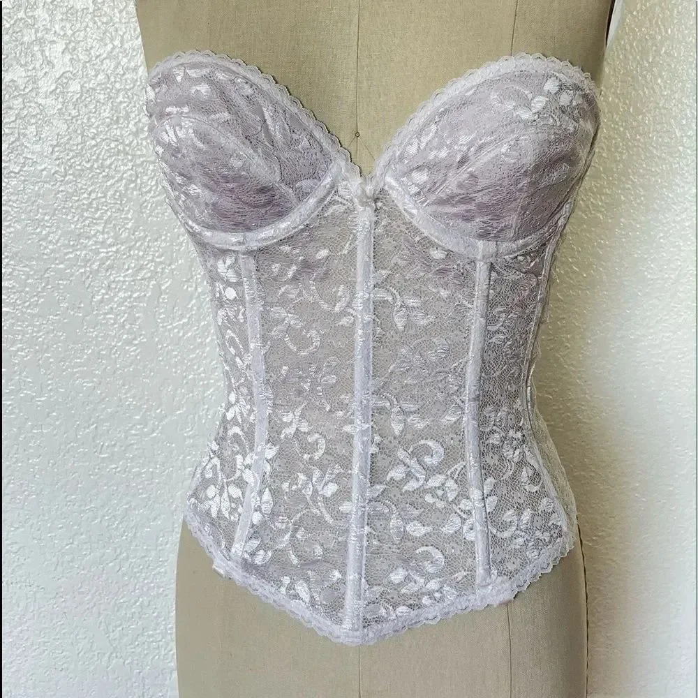 Vintage white lace shaping retro pinup cottagecore 90s Y2K corset 34C